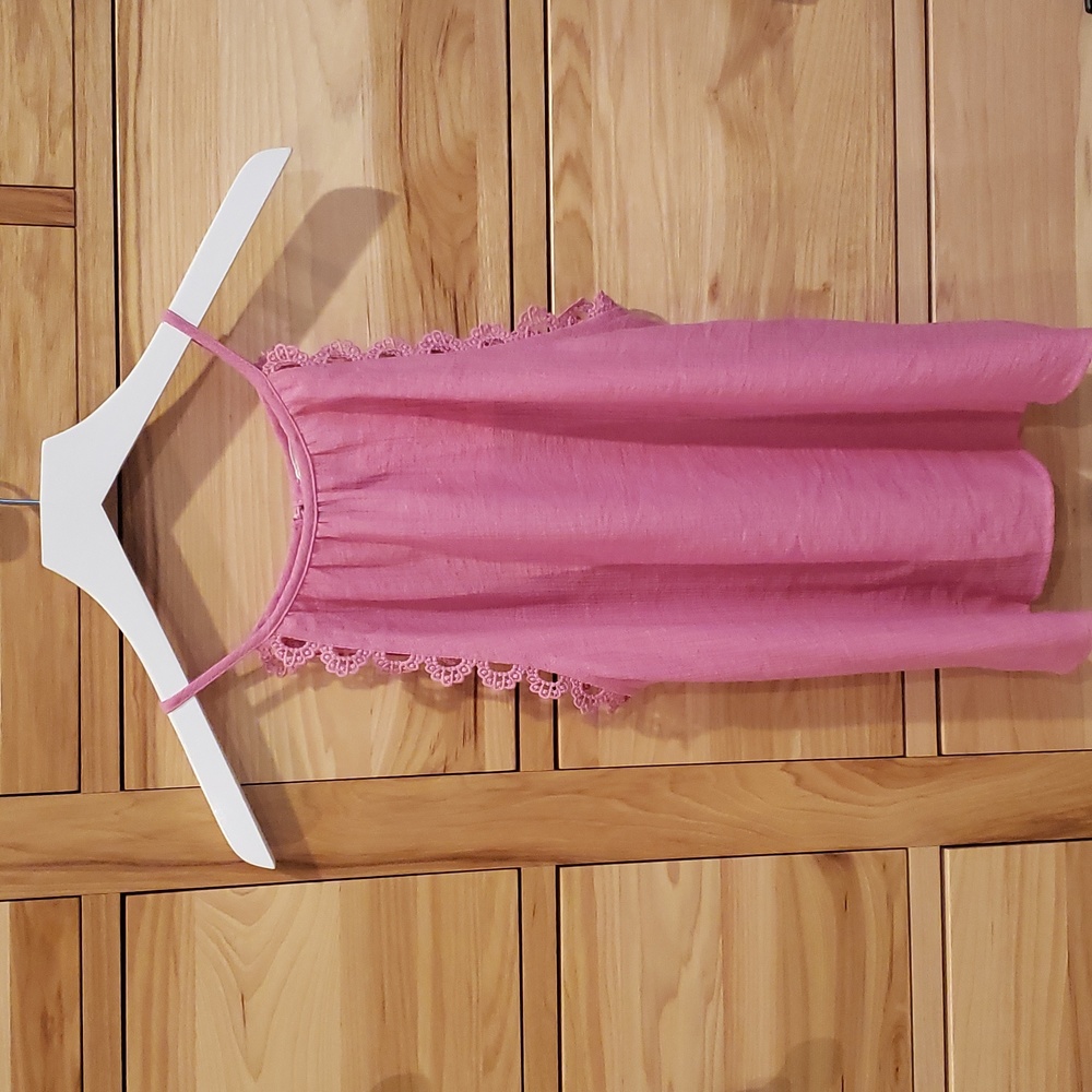 Pink tank top with lace detail, size small